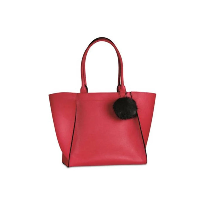 Elizabeth Arden Red Tote Bag - Includes Acrylic Faux- Fur Pom Pom Keychain