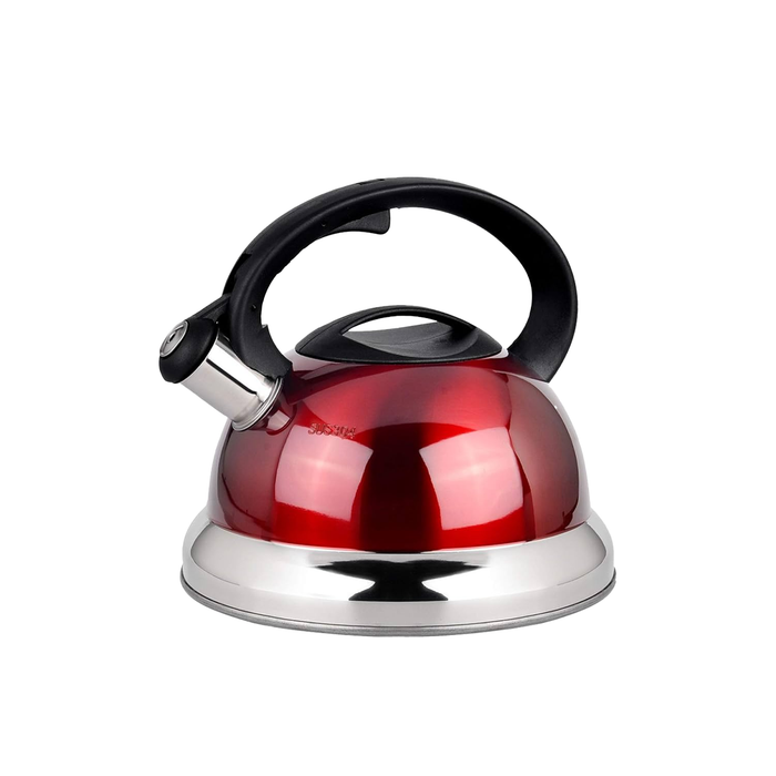 Amazon Basics Stainless Steel Tea Kettle, 2.5-Quart, Red