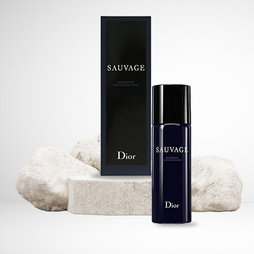Christian Dior Sauvage in ombre glass bottle in deep blue with textured chrome cover