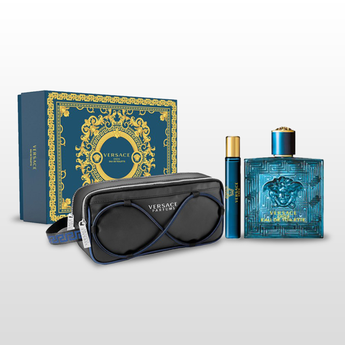 Versace Eros Man EDT 3-pcs Gift Set (3.4 Oz + 10 ML + Bag)