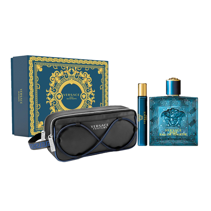 Versace Eros Man EDT 3-pcs Gift Set (3.4 Oz + 10 ML + Bag)